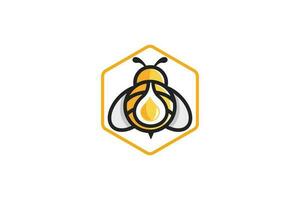 de gul honung bi logotyp design flygande inuti de polygon översikt vektor