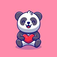 süß Panda halten Liebe Karikatur Vektor Symbol Illustration. Tier Liebe Symbol Konzept isoliert Prämie Vektor. eben Karikatur Stil