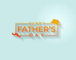 Lycklig fäder dag hälsning. vektor bakgrund med klotter hatt och mustasch orange text i röd bakgrund
