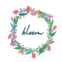 tulpan krans av blommor kort design med text vektor