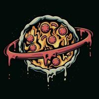 planet pizza illustration vektor