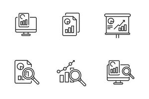 einstellen von Geschäft Analytik Symbole im Linie Stil isoliert auf Weiß Hintergrund vektor