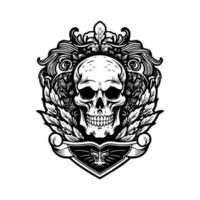 Mexikaner Mädchen Illustration und Mexikaner Schädel Emblem Logo Erfassung das Reich Erbe und Symbolismus von Mexiko, perfekt zum Designs Das feiern Mexikaner Kultur und Tradition. vektor