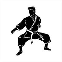 snabb sparka stridande Metod silhuett vektor illustration. modern och enkel logotyp för karate, judo och krigisk konst ikon.