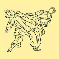 snabb sparka stridande Metod silhuett vektor illustration. modern och enkel logotyp för karate, judo och krigisk konst ikon.