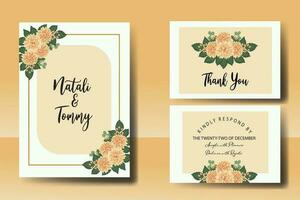 Hochzeit Einladung Rahmen Satz, Blumen- Aquarell Digital Hand gezeichnet Orange Dahlie Blume Design Einladung Karte Vorlage vektor