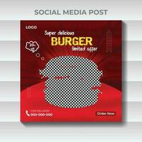 social media burger mat befordran och posta design mall vektor