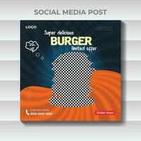 social media burger mat befordran och posta design mall vektor