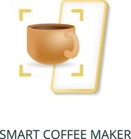 Clever Kaffee Hersteller Symbol. 3d Illustration von Internet von Dinge Sammlung. kreativ Clever Kaffee Hersteller 3d Symbol zum Netz Design, Vorlagen, Infografiken und Mehr vektor