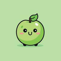süß kawaii Apfel Chibi Maskottchen Vektor Karikatur Stil