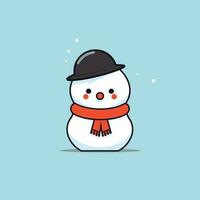 süß kawaii Schneemann Chibi Maskottchen Vektor Karikatur Stil