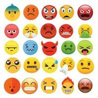 Emoji wütend Vektor Satz. Emojis traurig und ernst Gelb Gesichter isoliert im Weiß Hintergrund.