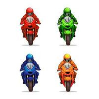 motorsport tävlings främre se med Färg variation samling uppsättning tecknad serie illustration vektor