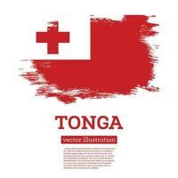 Tonga Flagge mit Bürste Schläge. Unabhängigkeit Tag. vektor