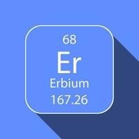 erbium symbol med lång skugga design. kemisk element av de periodisk tabell. vektor illustration.