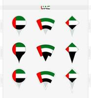 vereinigt arabisch Emirate Flagge, einstellen von Ort Stift Symbole von vereinigt arabisch Emirate Flagge. vektor