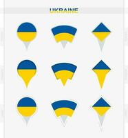 Ukraine Flagge, einstellen von Ort Stift Symbole von Ukraine Flagge. vektor