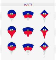 haiti flagga, uppsättning av plats stift ikoner av haiti flagga. vektor