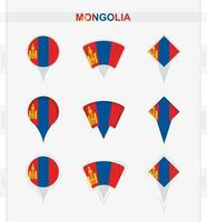 Mongolei Flagge, einstellen von Ort Stift Symbole von Mongolei Flagge. vektor