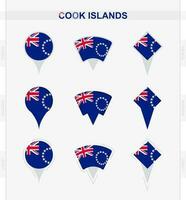 laga mat öar flagga, uppsättning av plats stift ikoner av laga mat öar flagga. vektor