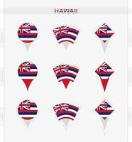 Hawaii Flagge, einstellen von Ort Stift Symbole von Hawaii Flagge. vektor