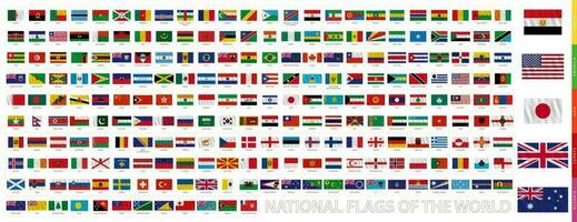 Flaggen von das Welt mit winken Wirkung, offiziell Anteil. vektor