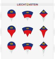 Liechtenstein Flagge, einstellen von Ort Stift Symbole von Liechtenstein Flagge. vektor