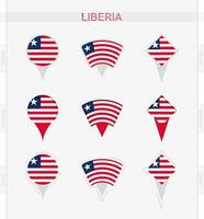 Liberia flagga, uppsättning av plats stift ikoner av Liberia flagga. vektor