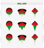 malawi flagga, uppsättning av plats stift ikoner av malawi flagga. vektor