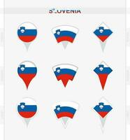 Slowenien Flagge, einstellen von Ort Stift Symbole von Slowenien Flagge. vektor