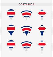 Costa Rica Flagge, einstellen von Ort Stift Symbole von Costa Rica Flagge. vektor