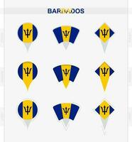 barbados flagga, uppsättning av plats stift ikoner av barbados flagga. vektor