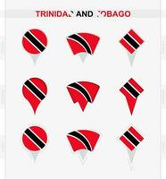 Trinidad und Tobago Flagge, einstellen von Ort Stift Symbole von Trinidad und Tobago Flagge. vektor