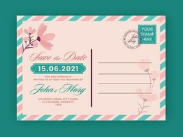 druckbar Hochzeit Einladung Briefumschlag mit Kopieren Raum im Rosa Farbe. vektor