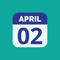 April 2 Kalender Datum vektor