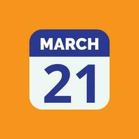 März 21 Kalender Datum vektor