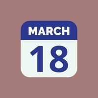 Mars 18 kalender datum vektor