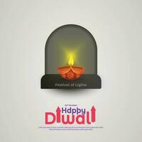 Lycklig diwali. diya olja lampa element på vit bakgrund för diwali festival firande. festival av lampor vektor
