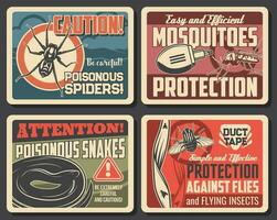 mygga och flugor skydd, ormar och Spindel vektor