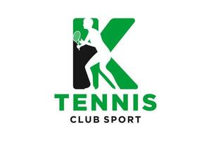 Vektor Initialen Brief k mit Tennis kreativ geometrisch modern Logo Design.