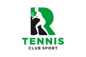 Vektor Initialen Brief r mit Tennis kreativ geometrisch modern Logo Design.