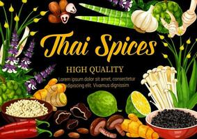 thai örter, kryddor och kryddor, mat smaktillsatser vektor