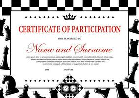 Schach Turnier Beteiligung Zertifikat, vergeben vektor