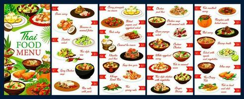 thailändisch Restaurant Mahlzeiten Speisekarte Design Vektor Vorlage