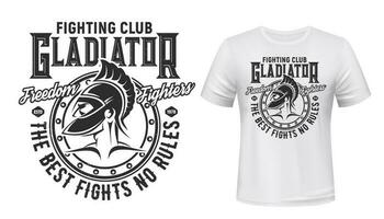 Gladiator Krieger T-Shirt drucken, Kampf Verein Maskottchen vektor