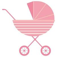Baby Wagen Symbol. Baby Mädchen Kinderwagen. Vektor eben Illustration