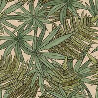 Jahrgang tropisch Muster mit Farn und lange Blätter auf Beige Hintergrund vektor