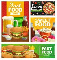 schnell Essen Combo Mahlzeiten Vektor Plakate und Banner