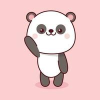 süß kawaii Panda winken auf Rosa Hintergrund vektor