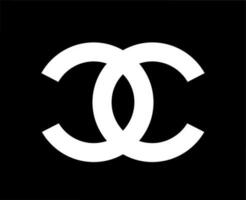 Chanel Marke Kleider Logo Symbol Weiß Design Mode Vektor Illustration mit schwarz Hintergrund